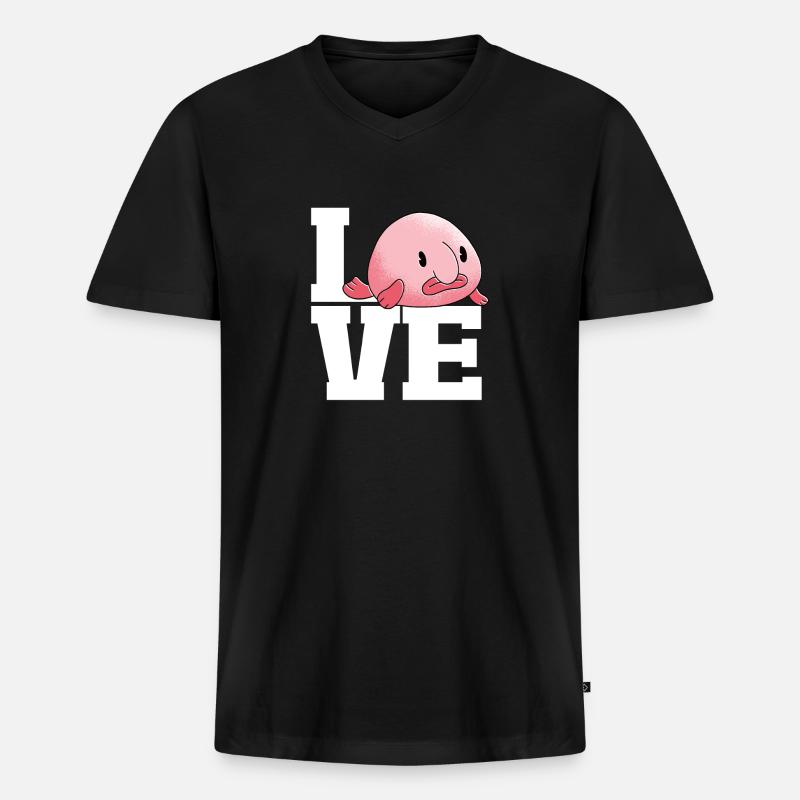 Blobfisch - Männer Premium Bio T-Shirt mit V-Ausschnitt - Schwarz