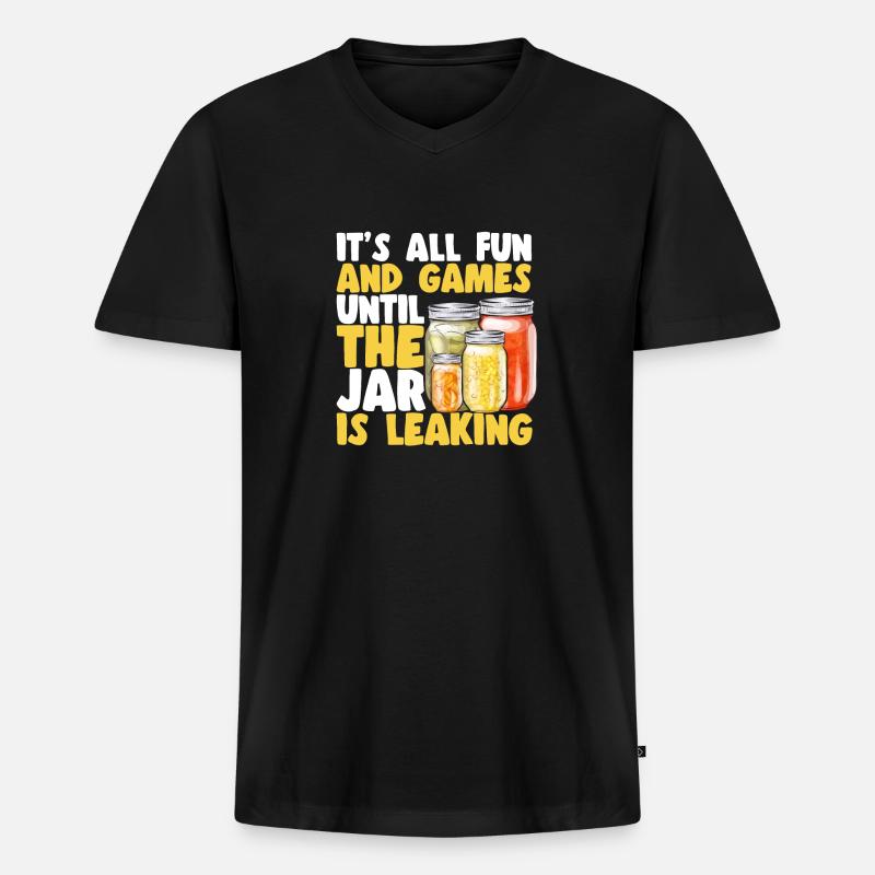Einmachen Einkochen Lebensmitteln Konservieren - Männer Premium Bio T-Shirt mit V-Ausschnitt - Schwarz