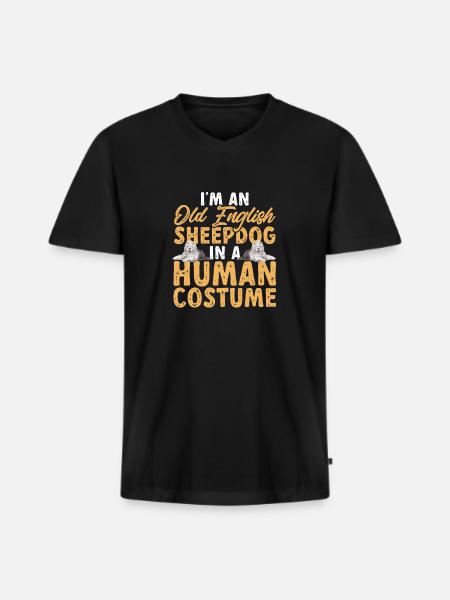 Old English Sheepdog Sheepie Bobtail - Men's Premium Organic T-shirt with V-neck - black