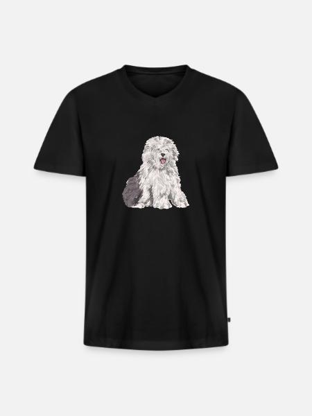 Old English Sheepdog Sheepie Bobtail - Men's Premium Organic T-shirt with V-neck - black