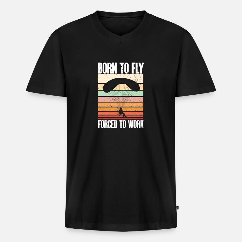 Paramotor Motorized paraglider - Men's Premium Organic T-shirt with V-neck - black