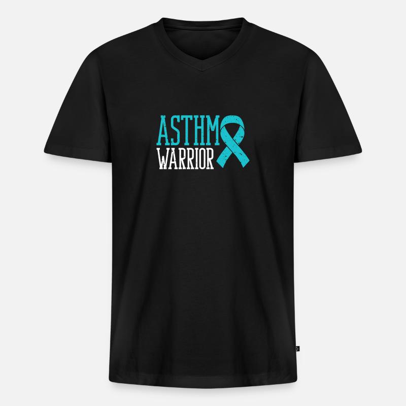 Asthma-krieger Asthmakrieger Wheezy - Männer Premium Bio T-Shirt mit V-Ausschnitt - Schwarz