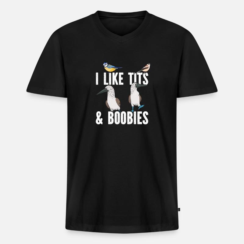Blaufußtölpel Blue-footed Booby Seevogel - Männer Premium Bio T-Shirt mit V-Ausschnitt - Schwarz