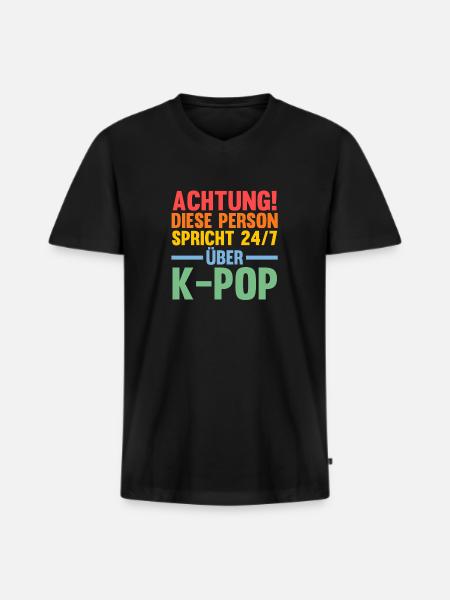 Korea Musik Kpop - Männer Premium Bio T-Shirt mit V-Ausschnitt - Schwarz
