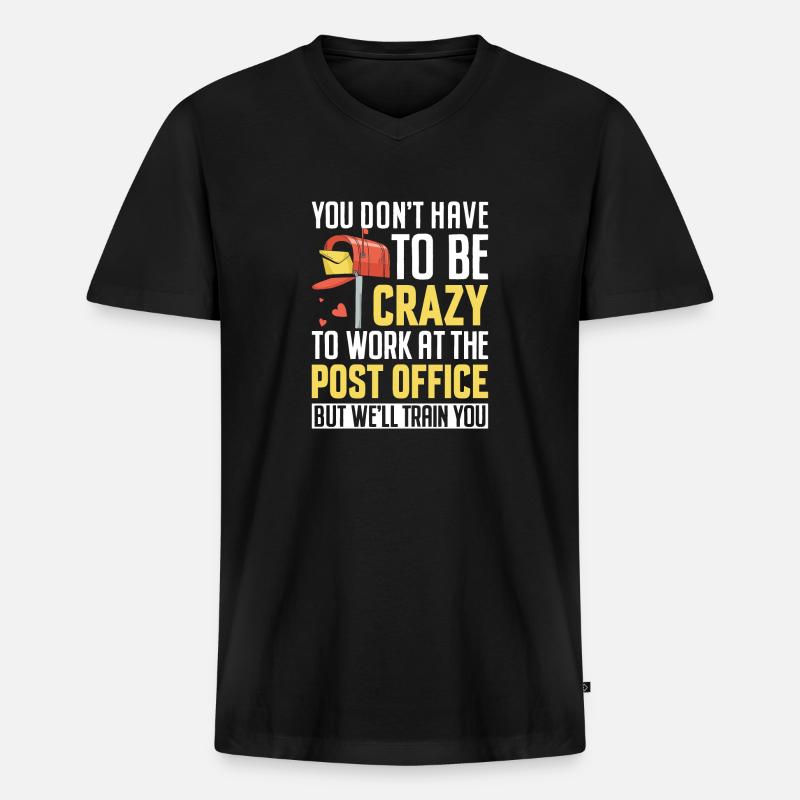 Lustiger Postamt Postdienst Postbote Us - Männer Premium Bio T-Shirt mit V-Ausschnitt - Schwarz