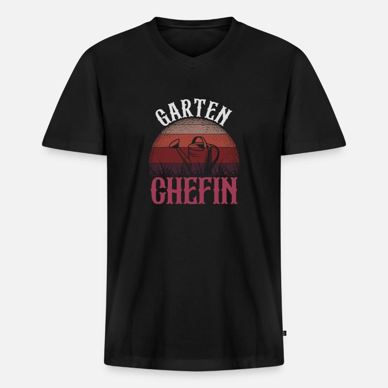 Garten Chefin - Männer Premium Bio T-Shirt mit V-Ausschnitt - Schwarz