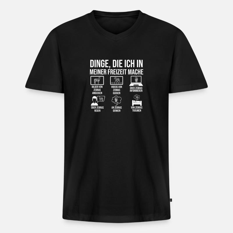 Zebra - Männer Premium Bio T-Shirt mit V-Ausschnitt - Schwarz