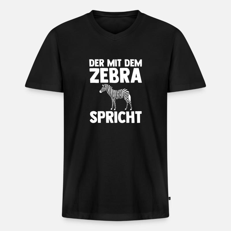Zebra - Männer Premium Bio T-Shirt mit V-Ausschnitt - Schwarz