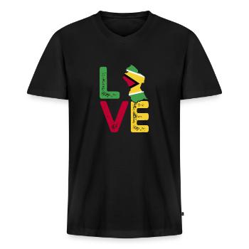 Guyana Flag Guyanese Guyana - Men's Premium Organic T-shirt with V-neck - black - Front - Nico (187cm)