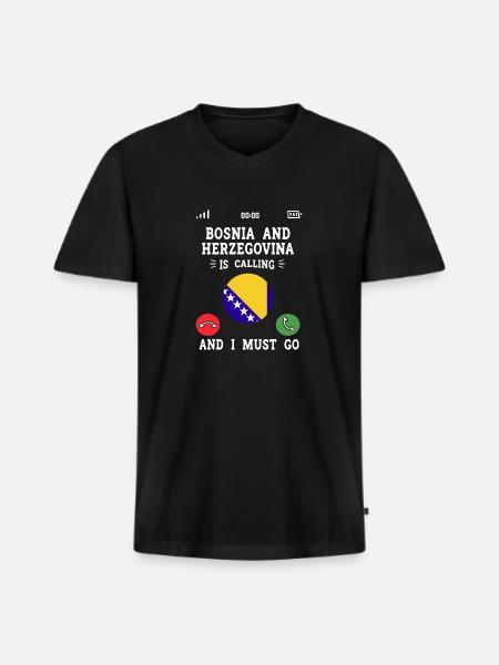 Bosnia-Hercegovinas flagg Bosnia - Premium økologisk T-skjorte med V-hals for menn - svart