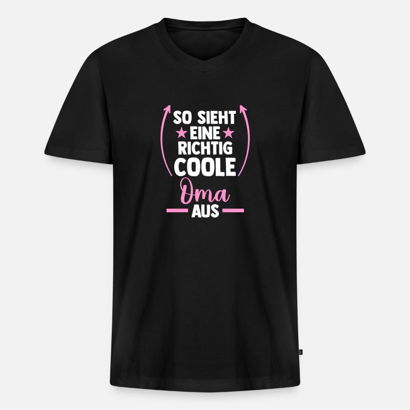 Großmutter Coole Oma - Männer Premium Bio T-Shirt mit V-Ausschnitt - Schwarz