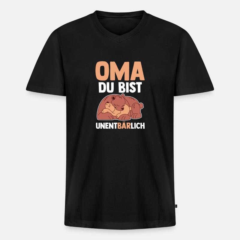 Großmutter Bären Oma - Männer Premium Bio T-Shirt mit V-Ausschnitt - Schwarz