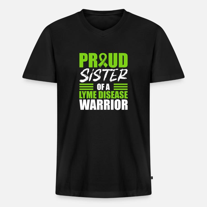 Stolze Schwester Eines Borreliose-kriegers - Männer Premium Bio T-Shirt mit V-Ausschnitt - Schwarz