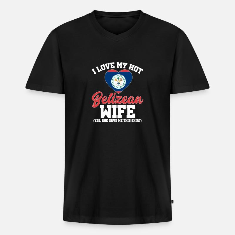 Belize Flagge Belizer - Männer Premium Bio T-Shirt mit V-Ausschnitt - Schwarz