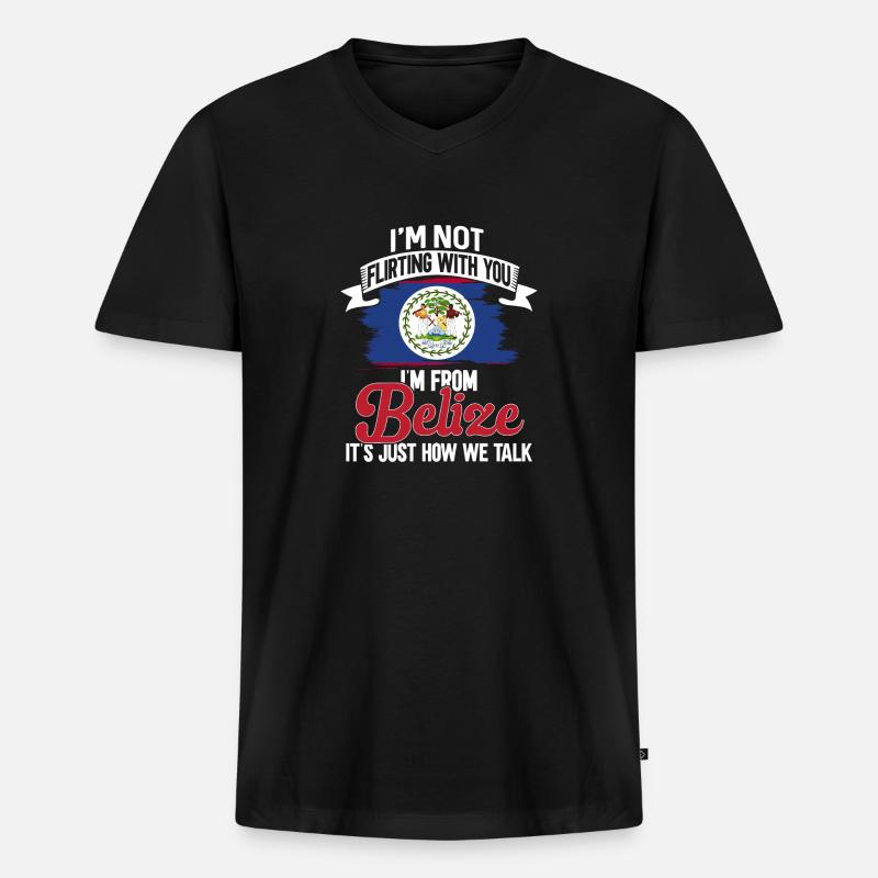 Belize Flagge Belizer - Männer Premium Bio T-Shirt mit V-Ausschnitt - Schwarz