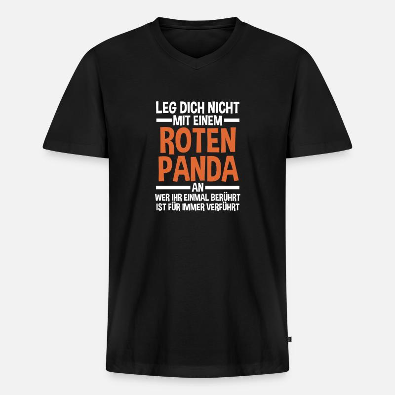 Roter Panda - Männer Premium Bio T-Shirt mit V-Ausschnitt - Schwarz