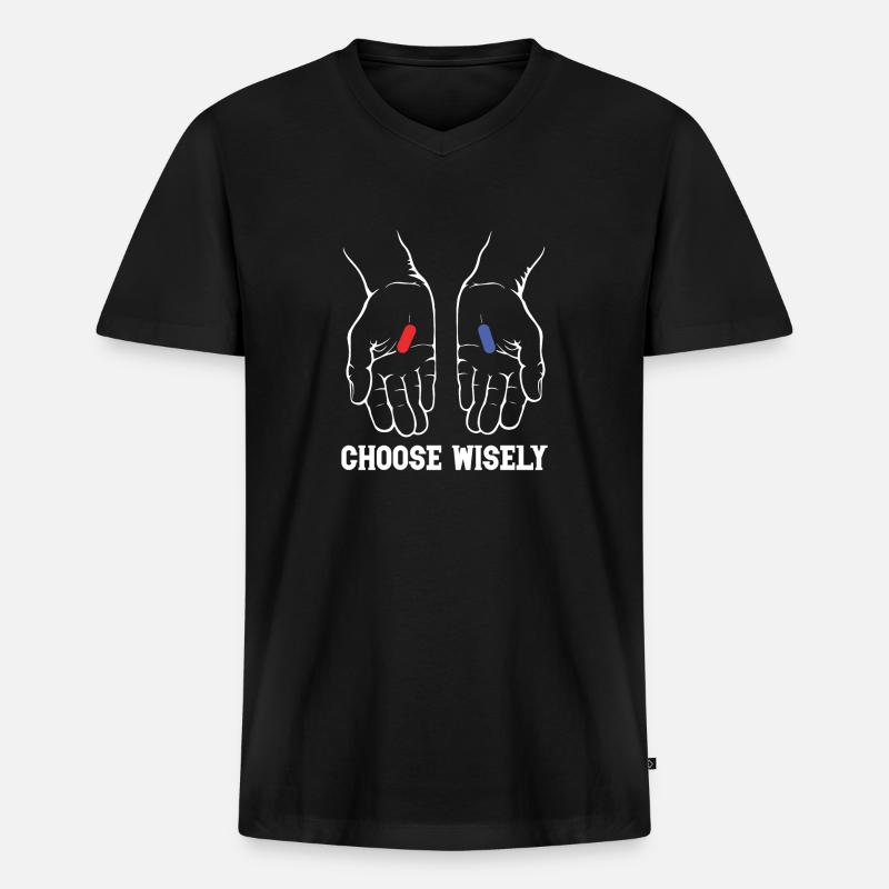 CHOOSE WISELY - Männer Premium Bio T-Shirt mit V-Ausschnitt - Schwarz