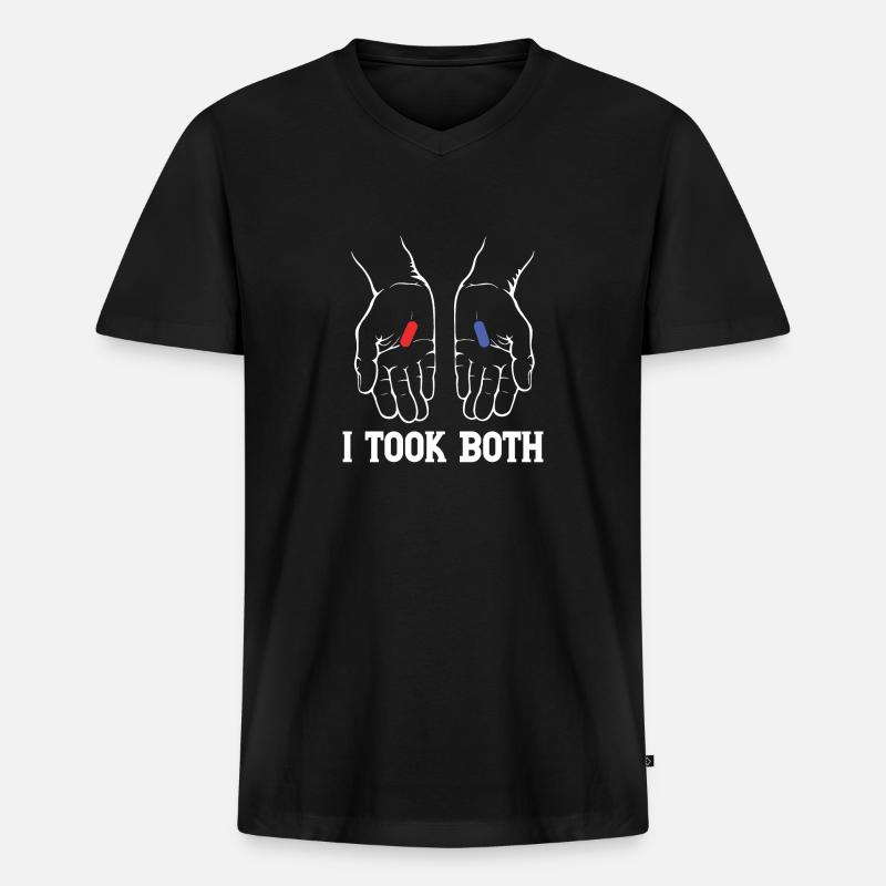 I TOOK BOTH - Männer Premium Bio T-Shirt mit V-Ausschnitt - Schwarz