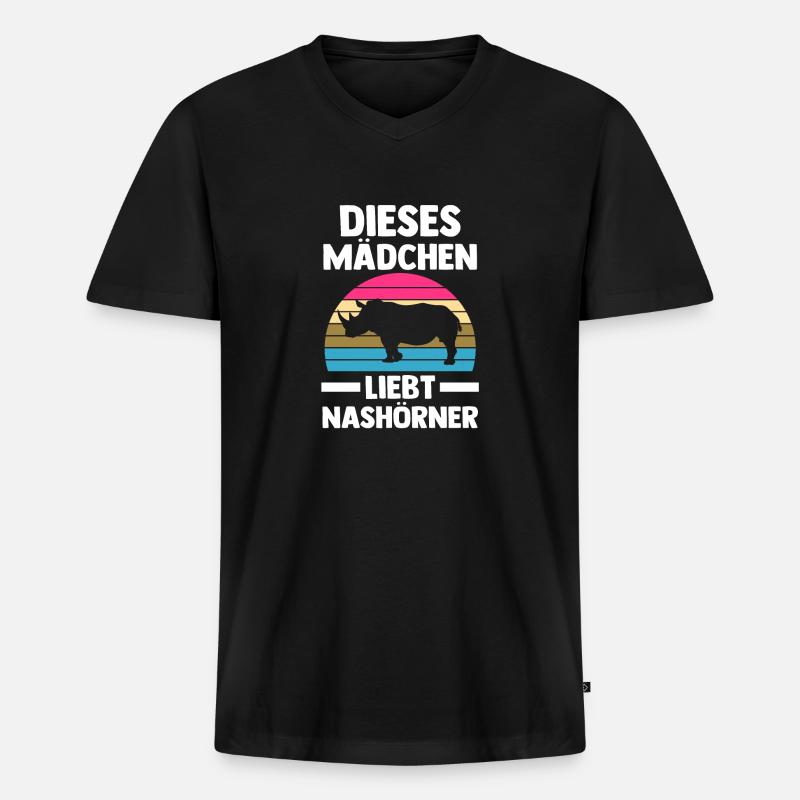 Nashorn - Männer Premium Bio T-Shirt mit V-Ausschnitt - Schwarz