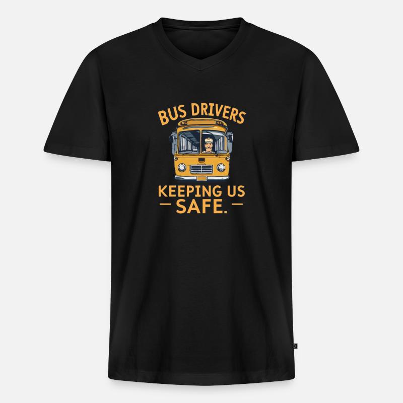 BUS DRIVERS KEEPING US SAFE - Männer Premium Bio T-Shirt mit V-Ausschnitt - Schwarz