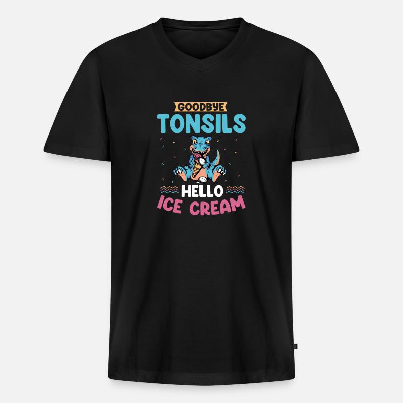 Tonsillektomie Genesung Mandelentfernung - Männer Premium Bio T-Shirt mit V-Ausschnitt - Schwarz
