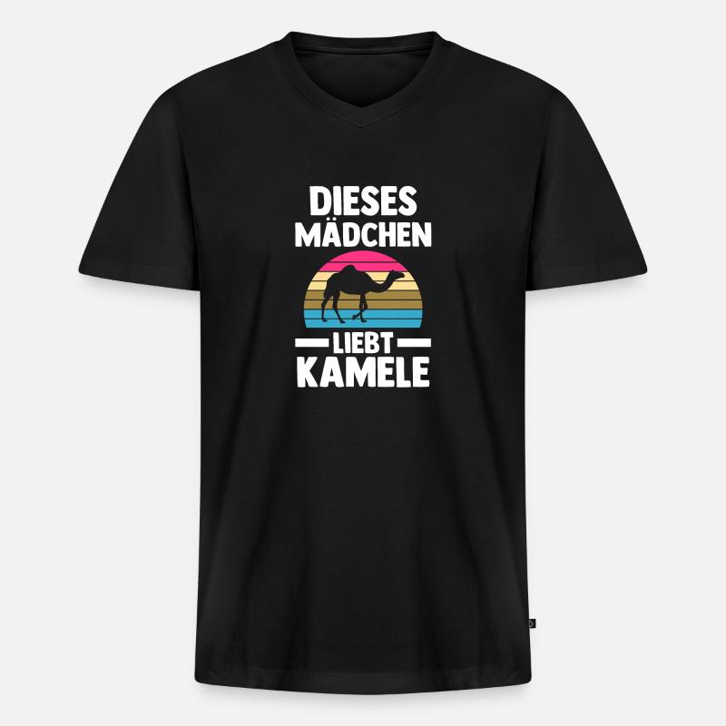 Kamel - Männer Premium Bio T-Shirt mit V-Ausschnitt - Schwarz