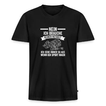 Sportmuffel Morgenmuffel Lustige Sprüche - Männer Premium Bio T-Shirt mit V-Ausschnitt - Schwarz - Vorne - Nico (187cm)