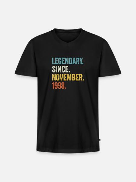 25 Years Legendary November 1998 25th Birthday - Men's Premium Organic T-shirt with V-neck - black