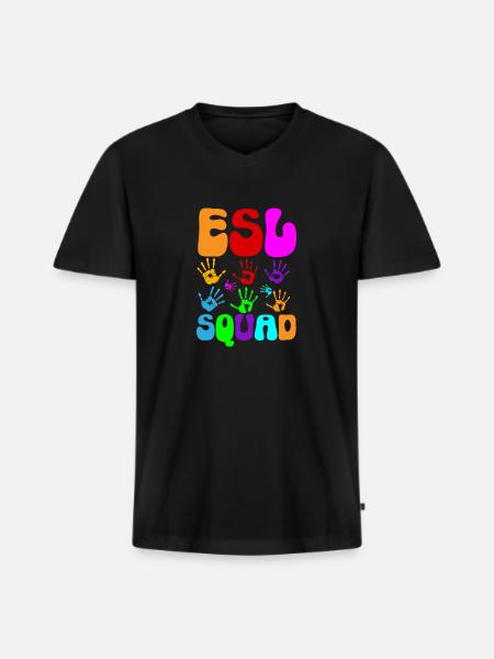 Lehrkraft Englisch Zweitsprache Fremdsprache - Männer Premium Bio T-Shirt mit V-Ausschnitt - Schwarz
