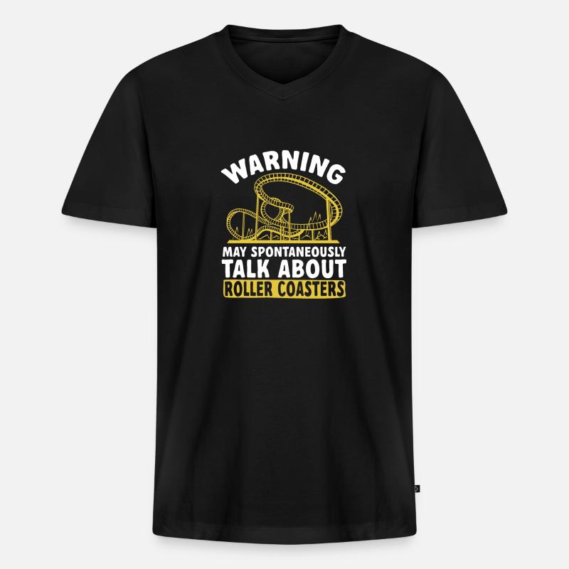Achterbahn Rollercoaster Freizeitpark - Männer Premium Bio T-Shirt mit V-Ausschnitt - Schwarz