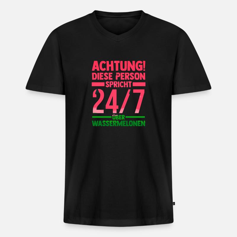 Früchte Wassermelone - Männer Premium Bio T-Shirt mit V-Ausschnitt - Schwarz