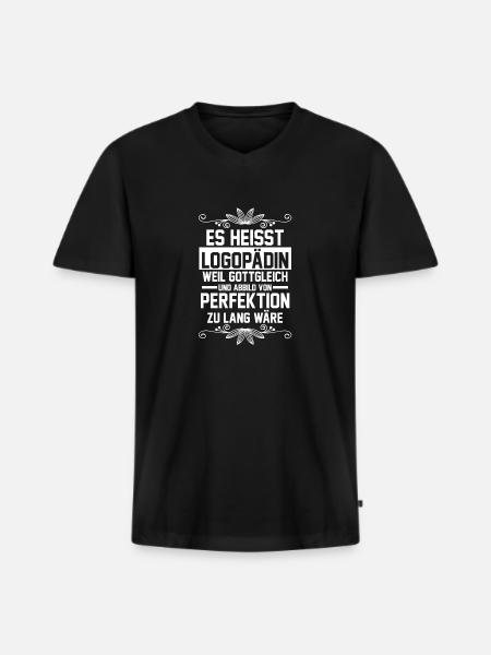Logopädie Logopädin - Männer Premium Bio T-Shirt mit V-Ausschnitt - Schwarz