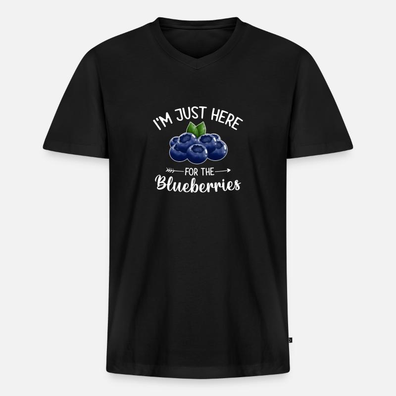 Heidelbeere Frucht Blaubeere - Männer Premium Bio T-Shirt mit V-Ausschnitt - Schwarz