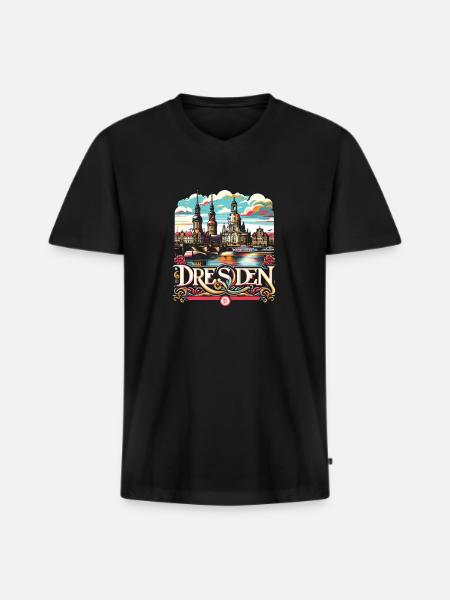Dresden City Germany Souvenir - Men's Premium Organic T-shirt with V-neck - black