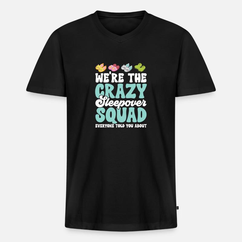 Übernachtungsparty Pyjama Pyjamaparty - Männer Premium Bio T-Shirt mit V-Ausschnitt - Schwarz