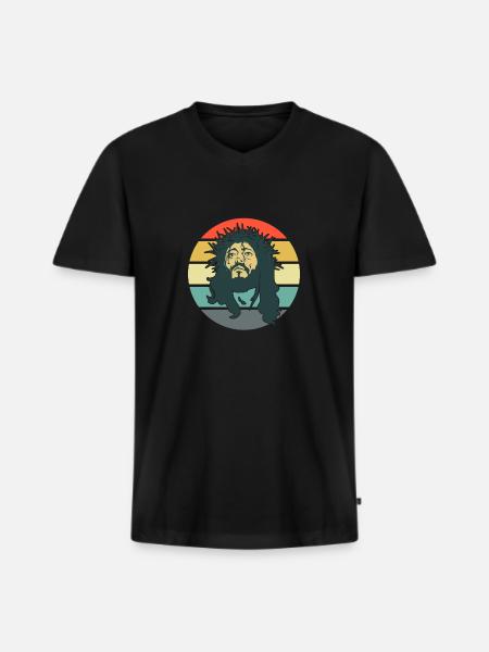 He's Coming Back - Men's Premium Organic T-shirt with V-neck - black
