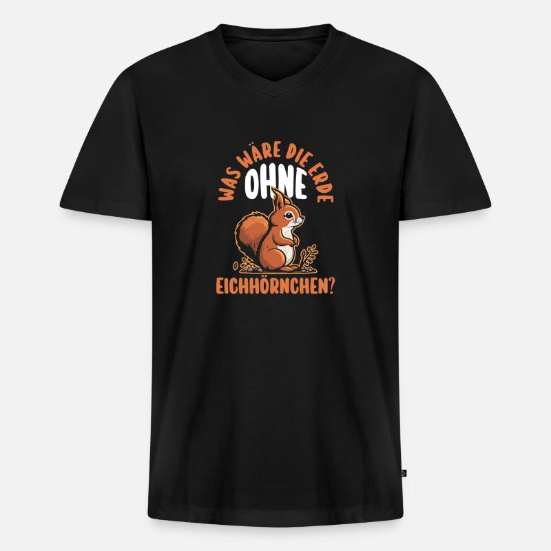 Eichhörnchen - Männer Premium Bio T-Shirt mit V-Ausschnitt - Schwarz