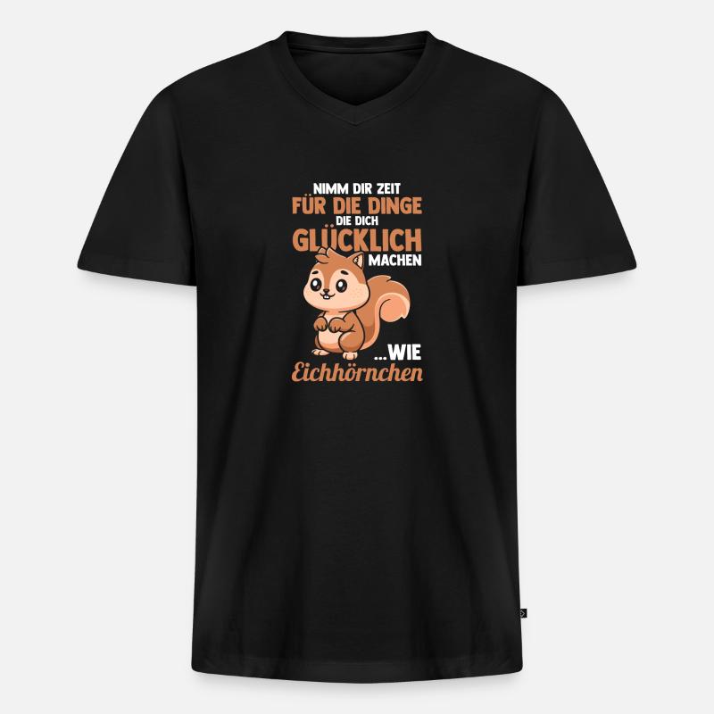 Eichhörnchen - Männer Premium Bio T-Shirt mit V-Ausschnitt - Schwarz
