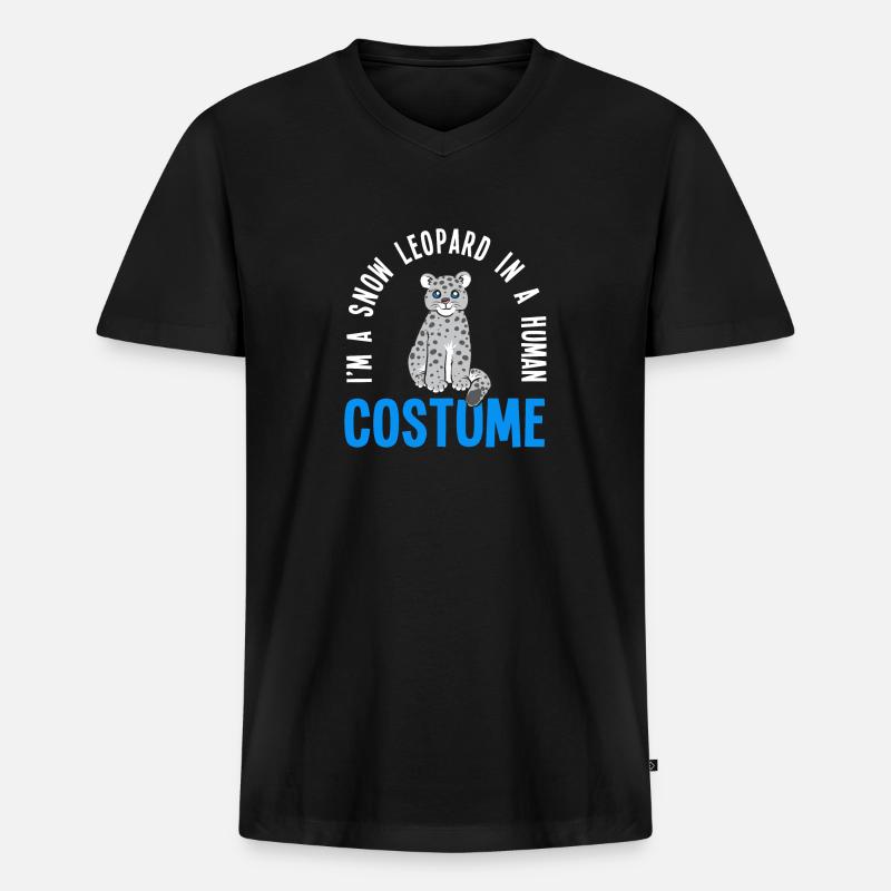 Schneeleopard - Männer Premium Bio T-Shirt mit V-Ausschnitt - Schwarz