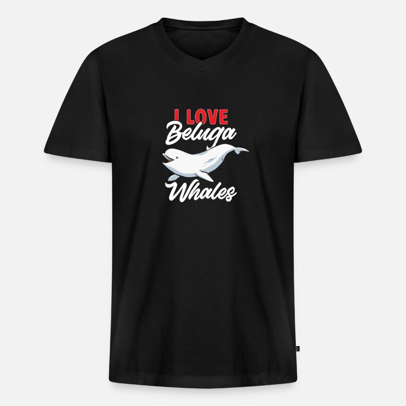 Weißwal Beluga Wal - Männer Premium Bio T-Shirt mit V-Ausschnitt - Schwarz