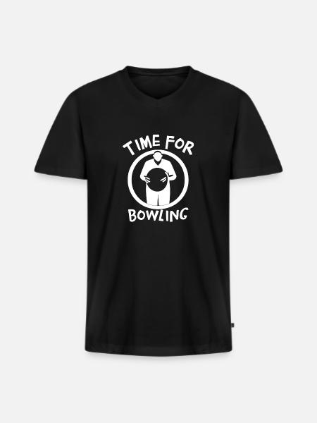 Time for Bowling - Men's Premium Organic T-shirt with V-neck - black