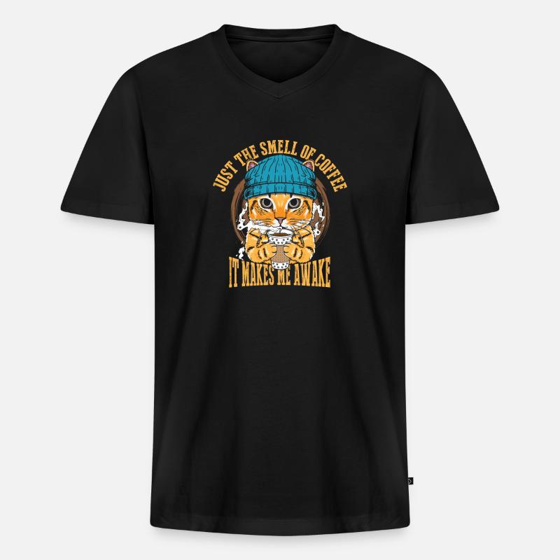 Nur Der Geruch Von Kaffee - Männer Premium Bio T-Shirt mit V-Ausschnitt - Schwarz