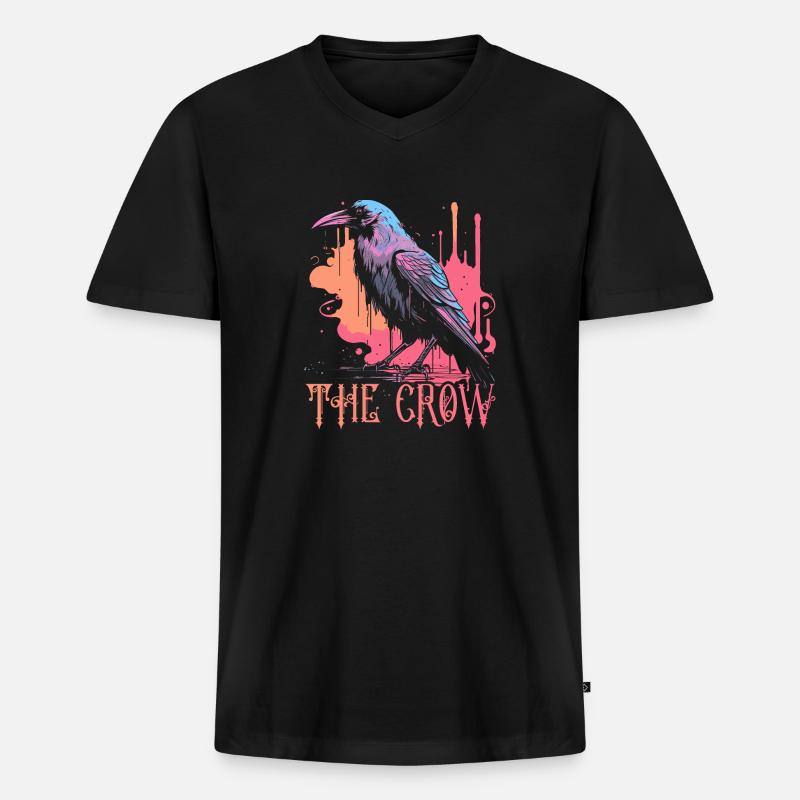 Die Krähe - Männer Premium Bio T-Shirt mit V-Ausschnitt - Schwarz