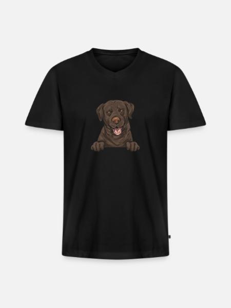 Chocolate Labrador Retriever Dog - Men's Premium Organic T-shirt with V-neck - black