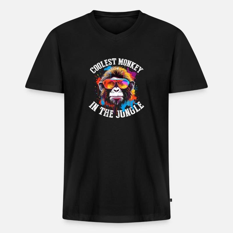 Der coolste Affe im Dschungel - Männer Premium Bio T-Shirt mit V-Ausschnitt - Schwarz