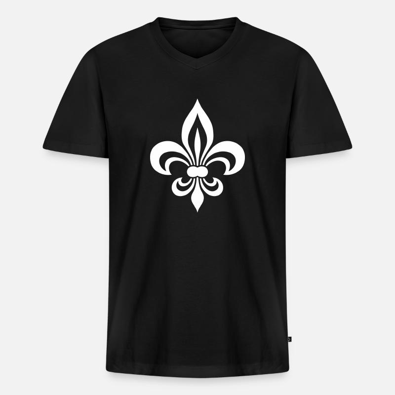 Fleur de Lis - Männer Premium Bio T-Shirt mit V-Ausschnitt - Schwarz
