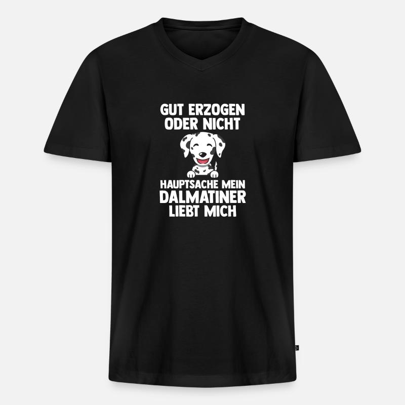 Hund Dalmatiner - Männer Premium Bio T-Shirt mit V-Ausschnitt - Schwarz