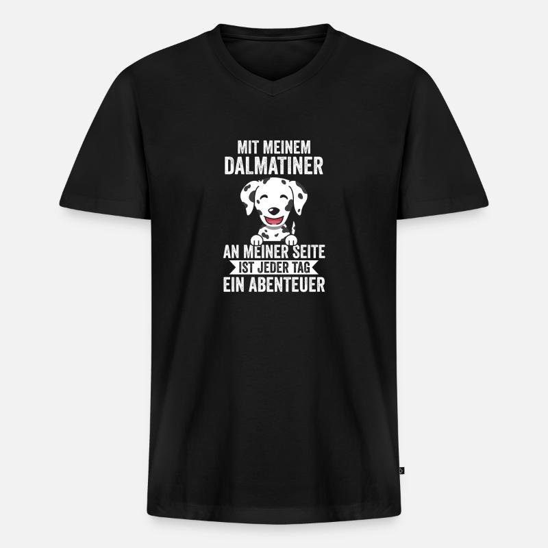 Hund Dalmatiner - Männer Premium Bio T-Shirt mit V-Ausschnitt - Schwarz
