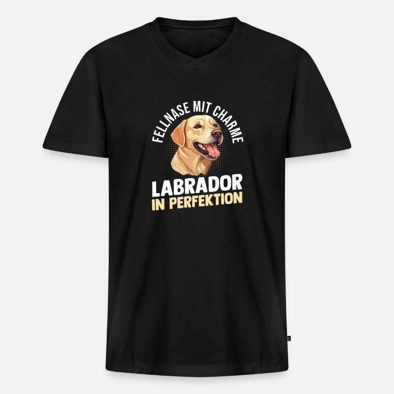 Hund Labrador - Männer Premium Bio T-Shirt mit V-Ausschnitt - Schwarz