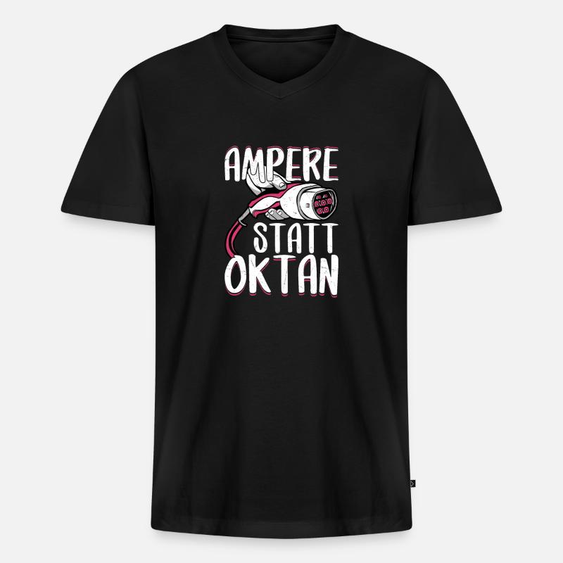 Ampere Statt Oktan - Männer Premium Bio T-Shirt mit V-Ausschnitt - Schwarz